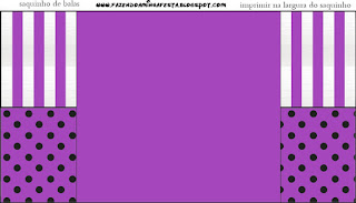 Black Polka Dots in Purple Free Printable Labels.  