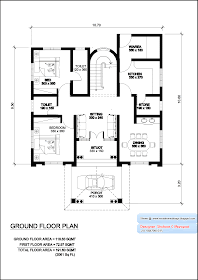 Kerala villa plan and elevation - 2061 Sq. Feet - Ground Floor Kerala villa plan and elevation - 2061 Sq. Feet - Ground Floor