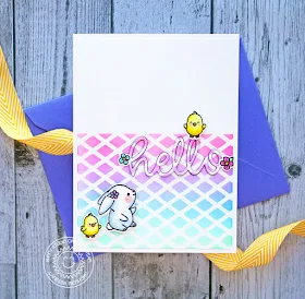 Sunny Studio Stamps: Frilly Frames Die Hello Word Die Chubby Bunny Hello Card by Vanessa Menhorn