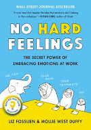 Book cover of No Hard Feelings, depicting a boardroom table with cartoon animals representing The CEO (an elephant), Your Boss (a roaring lion), Your Teammate (sloth), and You (a wide-eyed owl)