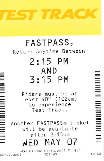 Test Track Fastpass May 7th 2007 Epcot Disney World