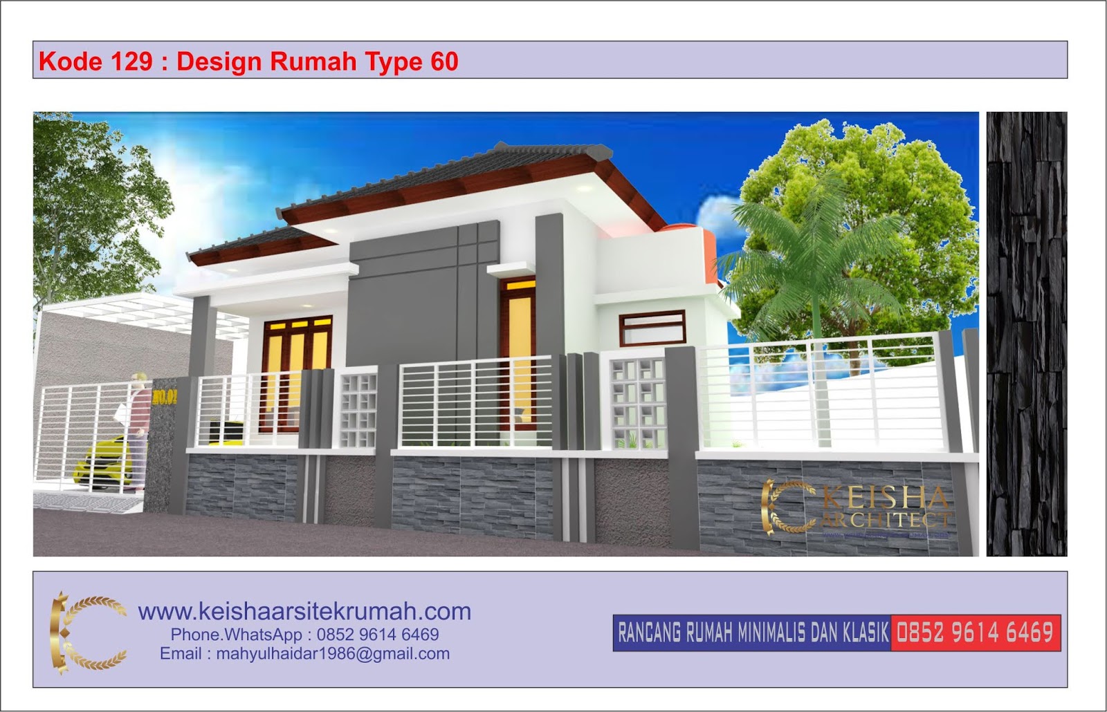 Kode 129 Desain Rumah Type 60 Minimalis Lokasi Banda Aceh