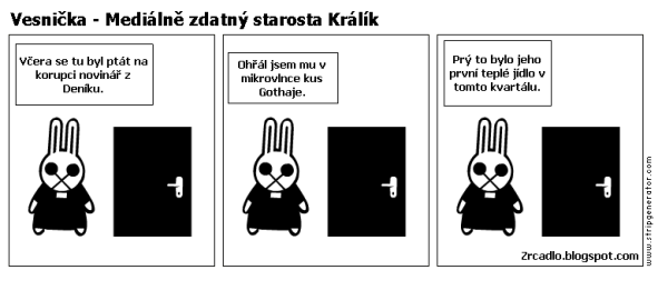 Komiks Vesnička - Mediálně zdatný starosta Králík