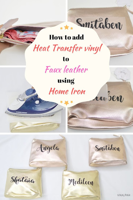 How to add heat transfer vinyl to faux leather using home iron & parchment paper