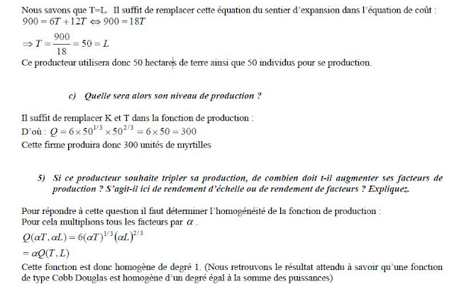 microéconomie exercices optimum du producteur