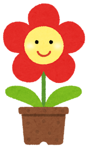 鉢植の花のキャラクター（赤）