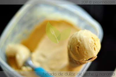 Helado de dulce de leche y naranja (artesano)