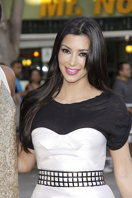 Kim Kardashian In Black N White Dress Hot Pics