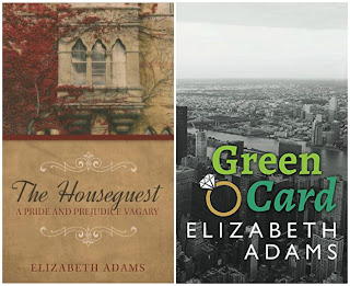 Book covers: The Houseguest and Green Card by Elizabeth Adams