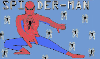 Desenho do Homem-Aranha, feito no Paint, por Milena Siqueira