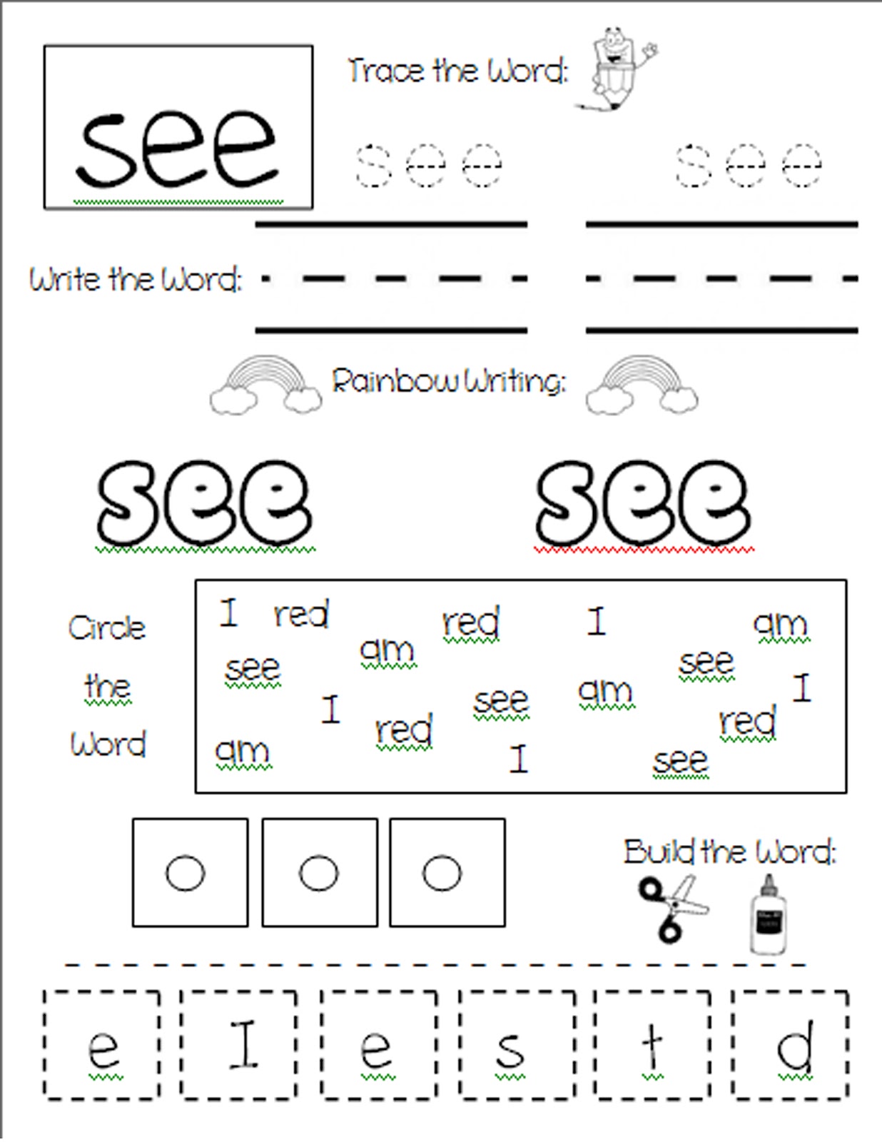 715 New kindergarten worksheets sight words 891   .sightwordsgame.com/sight word worksheets/sight words worksheet i am 