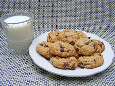 chocolate chip cookies and milk. chocolate chip cookies cold