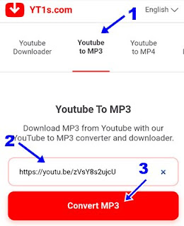 youtube to mp3 par click kar link pest kare aur convert mp3 par click kare