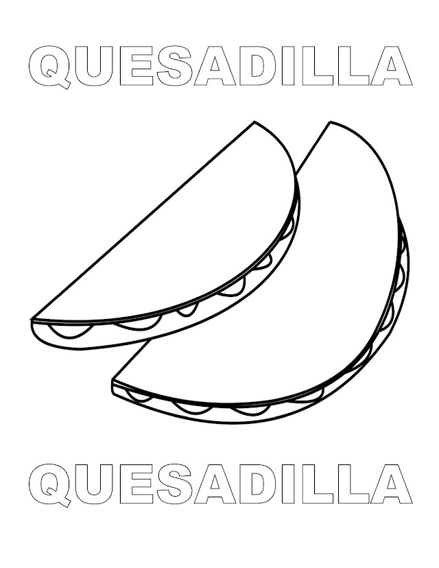 Dibujos Inglés - Español con Q: Quesadilla - Quesadilla