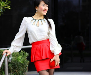 Red Peplum with Blackjack