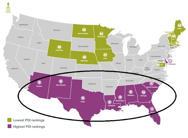 most dangerous states to be a pedestrian