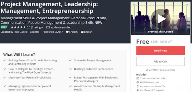 [100% Off] Project Management, Leadership: Management, Entrepreneurship| Worth 185$