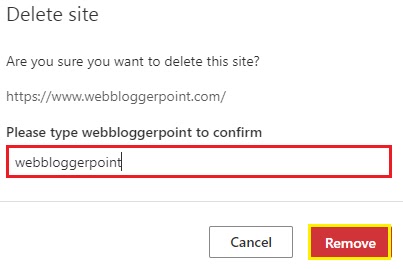 Remove website from Bing search console tool