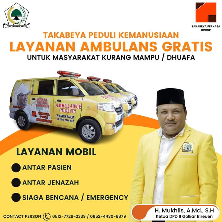 Bantu Masyarakat yang Membutuhkan, Mukhlis Takabeya Sediakan Layanan Ambulance Gratis