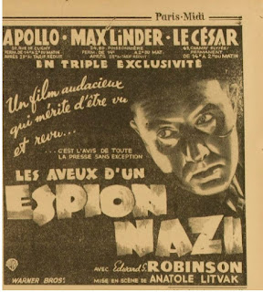 Leon Turrou affiche du film les confessions d'un espion Nazi 1939 Paris