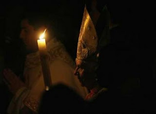 Pope Benedict with the Easter candle at Vigil Mass 2008