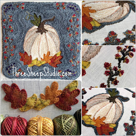 'Indian Summer' mixed media Punch Needle design by Rose Clay at ThreeSheepStudio.com