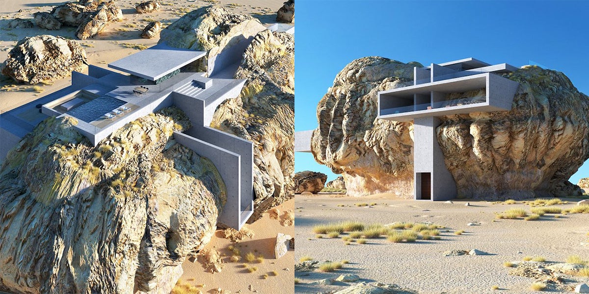 A Genius Architect Designed A Contemporary House Inside A Gigantic Ancient Rock