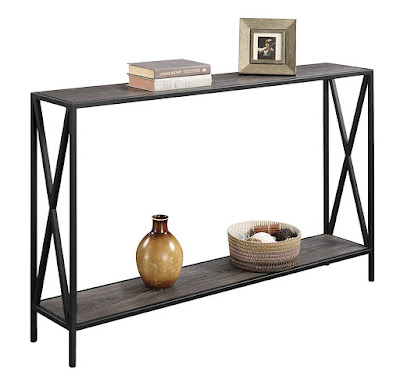 Transitional Style Console Table with Powder Coated Metal X-Frame