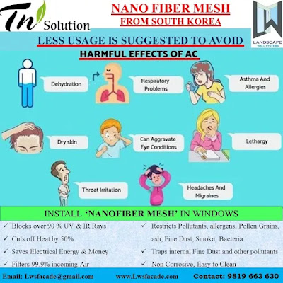 Side effects by use of Air conditioner can be avoided by use of nano fiber mesh in windows