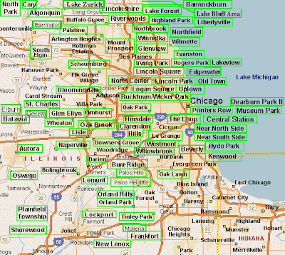 Carte de Chicago Departement Région