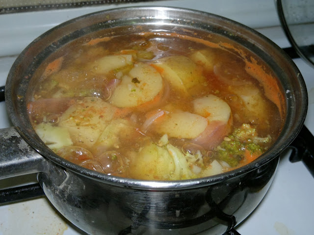 simmering vegan soup