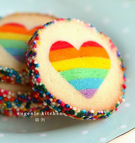 Eugenie Kitchen, Valentine rainbow heart cookies