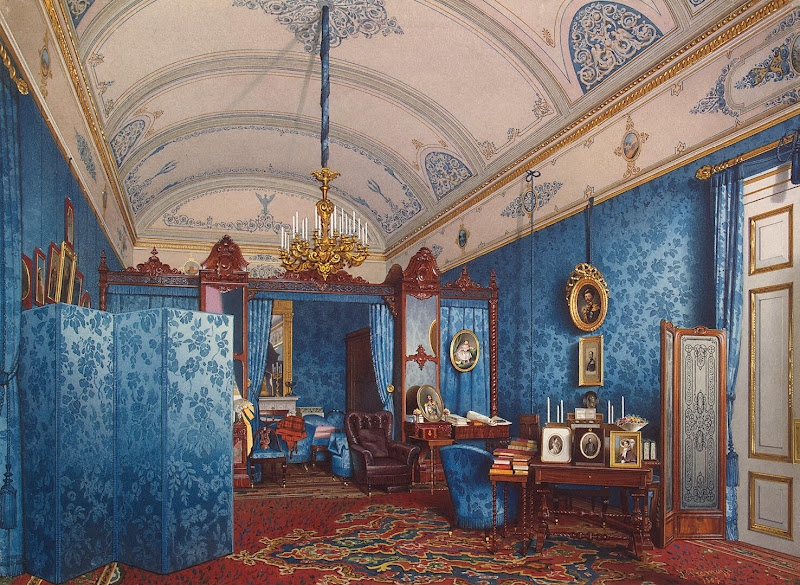 Interiors of the Winter Palace. The Dressing Room of Empress Maria Alexandrovna by Luigi Premazzi - Architecture, Interiors Drawings from Hermitage Museum