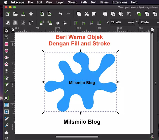Cara memperbesar objek di inkscape, membesarkan objek, merubah ukuran objek menjadi lebih besar menggunakan inkscape