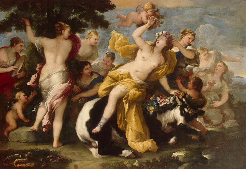 Rape of Europa by Luca Giordano - Mythology, Religious Paintings from Hermitage Museum