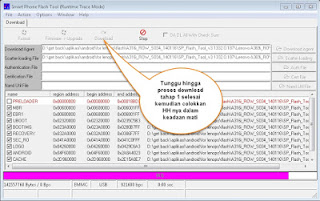 Tampilan SP Flashtool saat proses Flashing berjalan