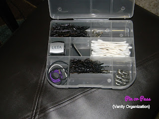 vanity organization using a craft storage box