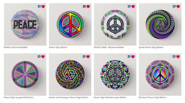 Peace Sign Buttons for Sale on Zazzle Gregvan