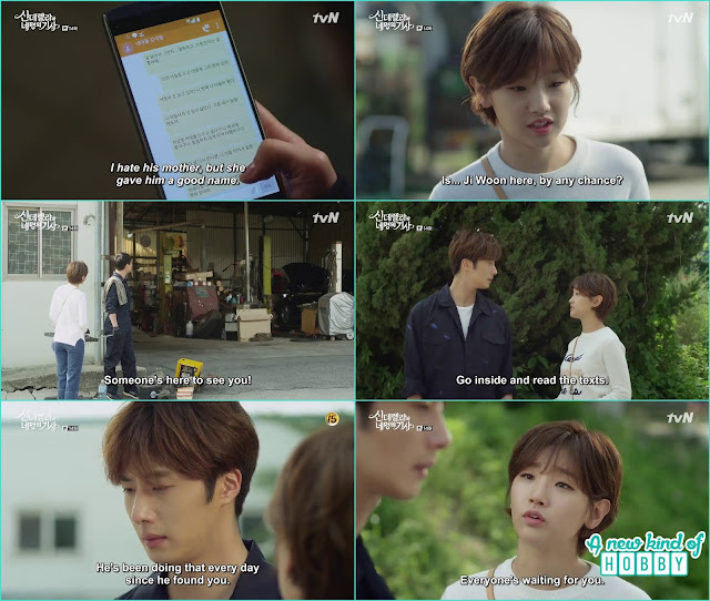  ha won go to find ji won who was try to fixing a car and tried her best to take ji won to the hospital gave grandfather mobile phone - Cinderella and Four Knights - Episode 14 Review (Eng Sub)