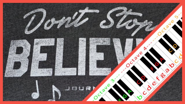 Don't Stop Believing - Journey Piano / Keyboard Easy Letter Notes for Beginners