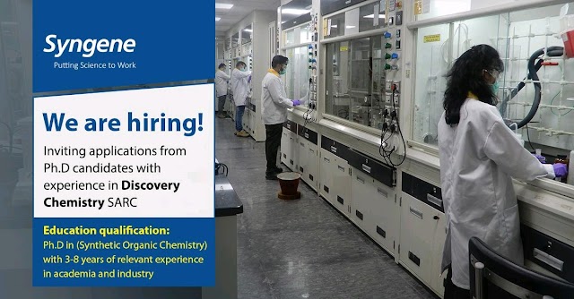 Syngene | Hiring Ph.D candidates for Discovery chemistry| Send CV