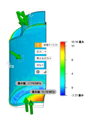 ガラス瓶減圧時の応力解析