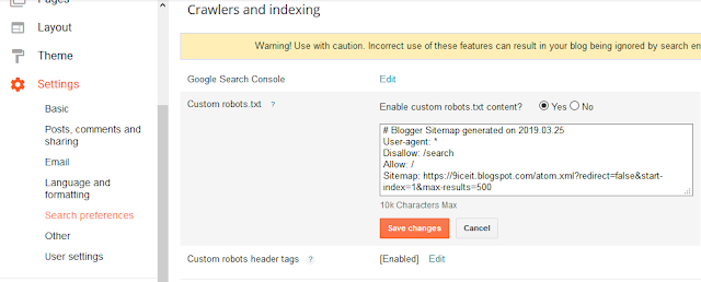 เพิ่ม Custom Robots.Txt ไปยัง Blogger