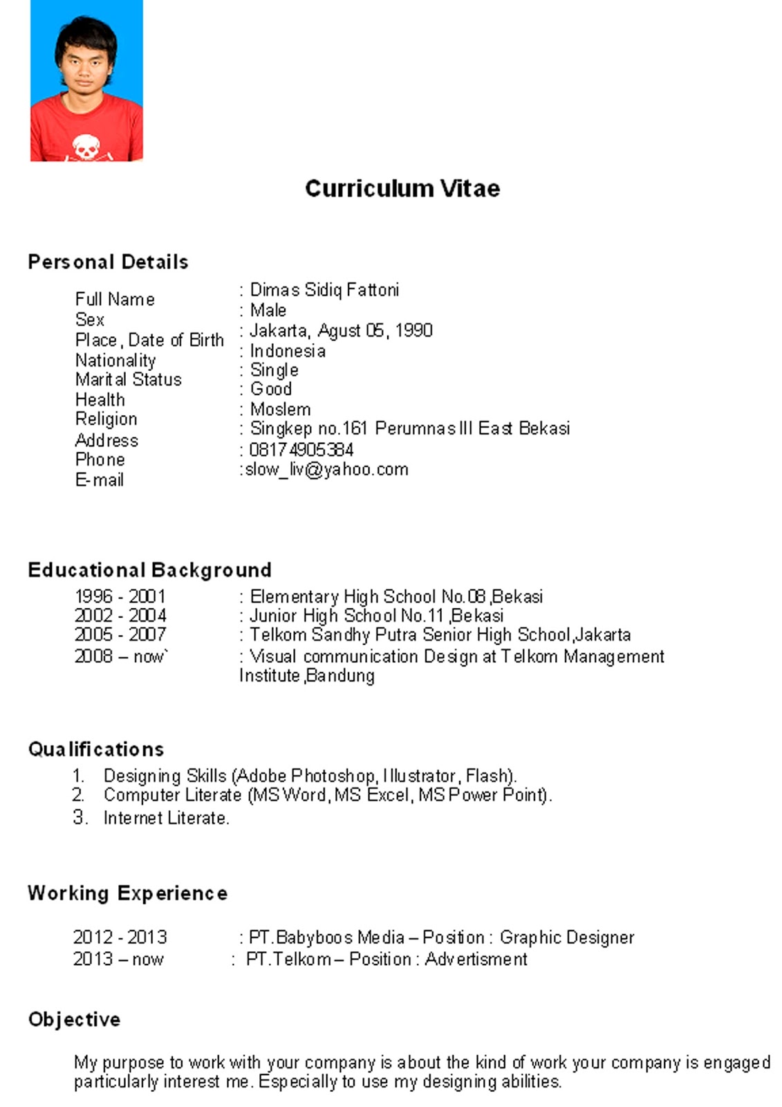 15 Contoh Curriculum Vitae - ben jobs