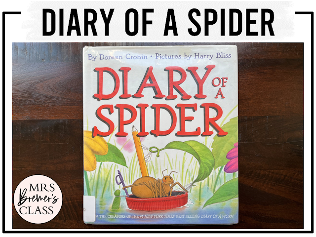 Diary of a Spider book activities unit with literacy printables, reading companion worksheets, lesson ideas, for First Grade and Second Grade