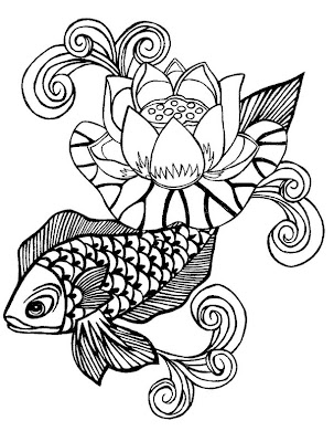 Labels White Flower Tattoo Koi Fish Tattoo Black an White by karadarkthorn