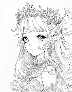 Cute beautiful princess coloring page