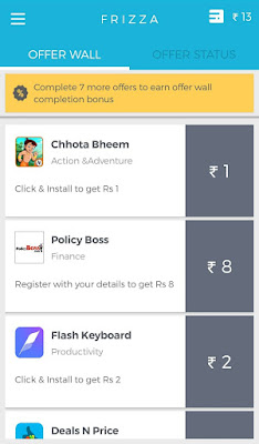 frizza app free recharge