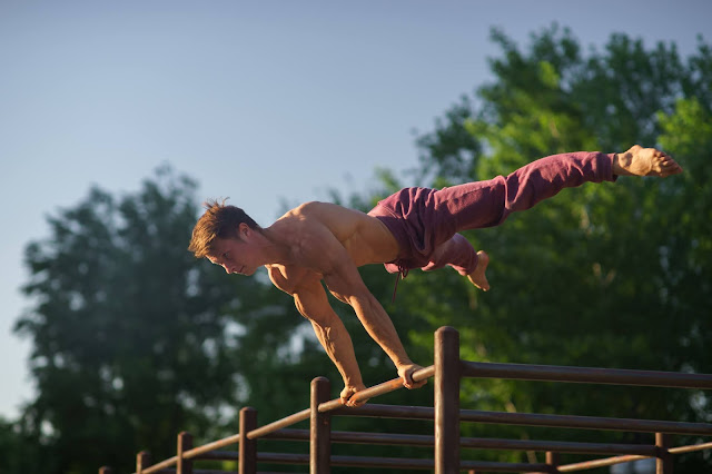 Straddle planche  on iron bar