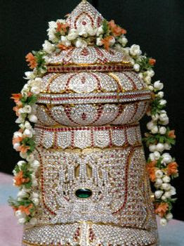 Glittering gift: The new diamond crown for the Thathayagunta Gangamma temple.